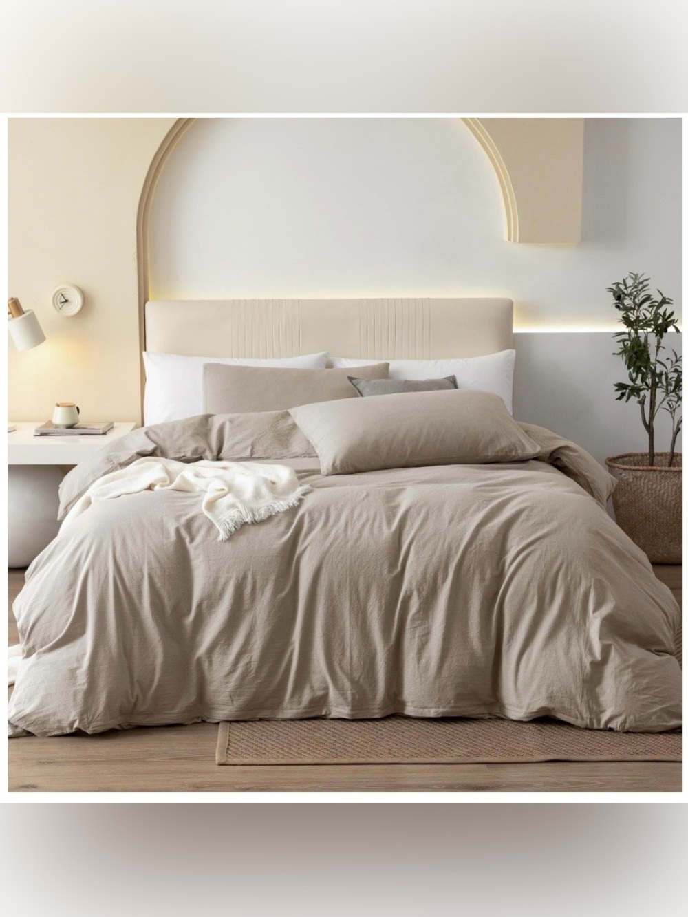 TWIN SIZE Duvet Set 100% Washed Cotton - TAN